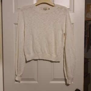 The Normal Brand Size Small 100% Cotton White Knit Long Sleeve Pull Over Sweater